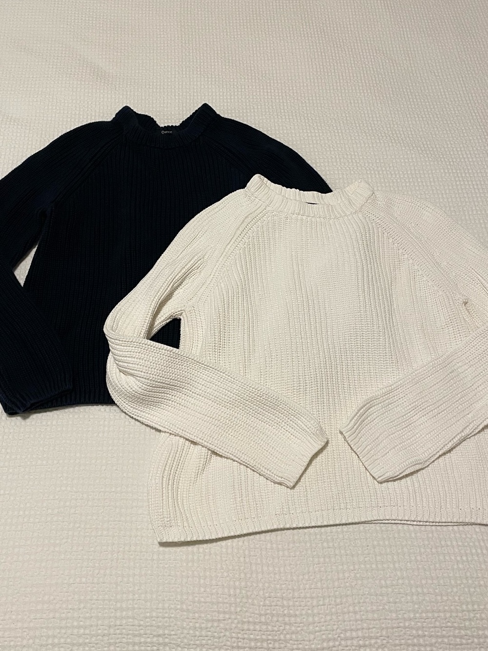 Set of 2 Quince 100% Cotton Fisherman Sweaters, Size M